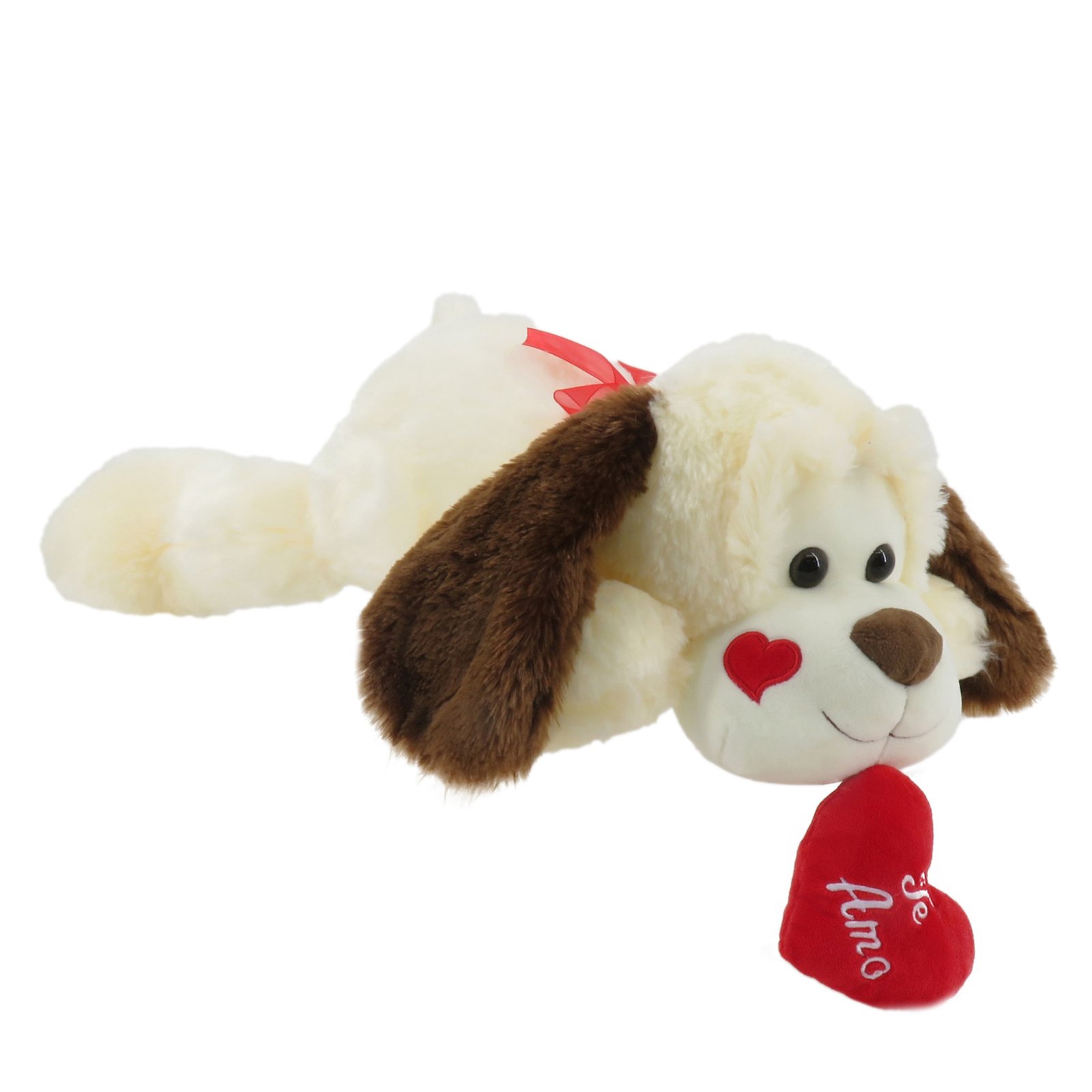 WO12598-15.5 - PERRO ECHADO CON CORAZÓN COLGANDO 39CM