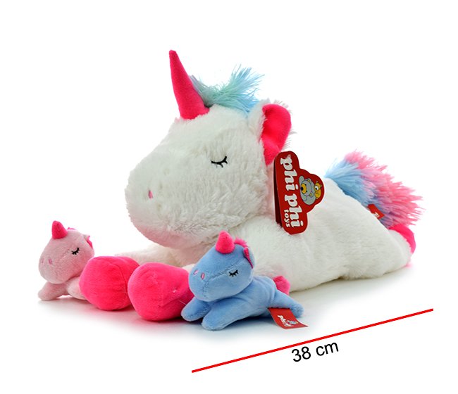 MI1668 - MAMA UNICORNIO CON 2 HIJOS 38CM